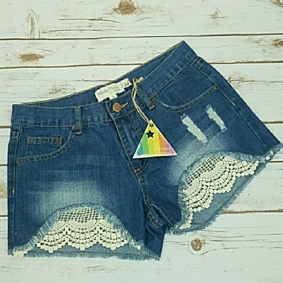 Mistic Prysm Pants - Last 1! NEW Distressed Lace Denim Jean Shorts
